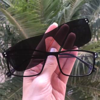 safine com br oculos 2 em 1 retangular preto new