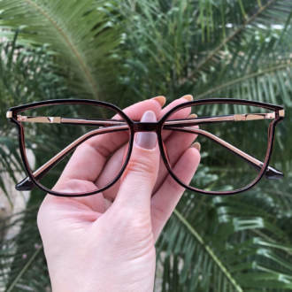 safine com br oculos de grau retangular marrom lulu