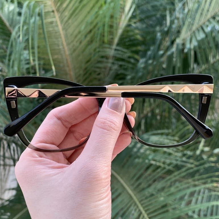 Óculos de Grau Gatinho Preto Transparente Tamires 1
