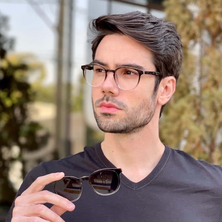 safine com br oculos 2 em 1 clip on masculino redondo preto transparente caio
