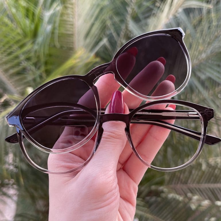 safine com br oculos 2 em 1 clip on redondo preto transparente alice