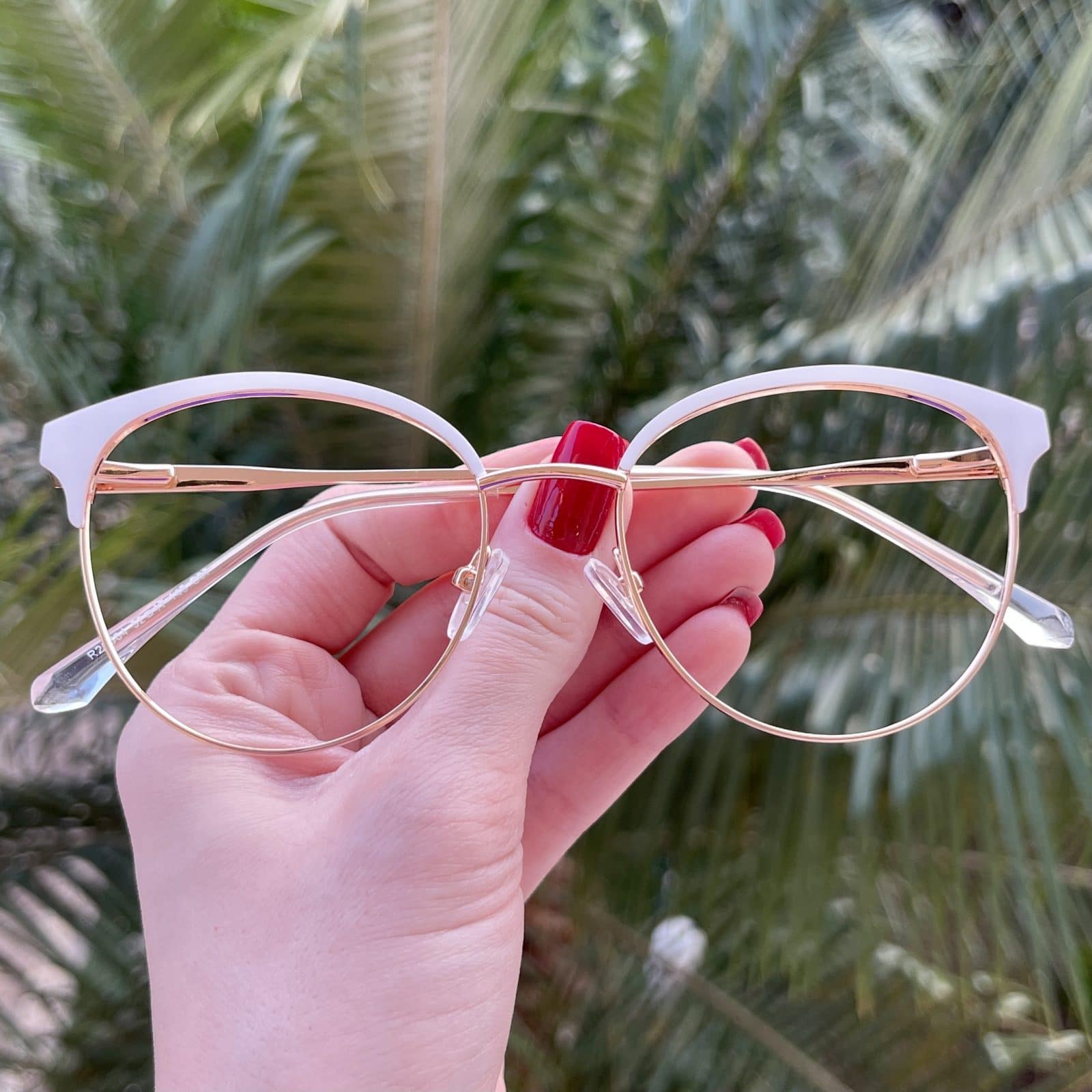 safine com br oculos de grau redondo branco com dourado marina