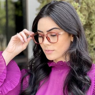 Óculos de Grau Quadrado Rosé Caroline