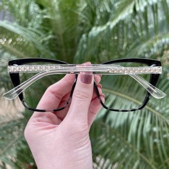 Óculos de Grau Gatinho Preto com Tartaruga Carmel