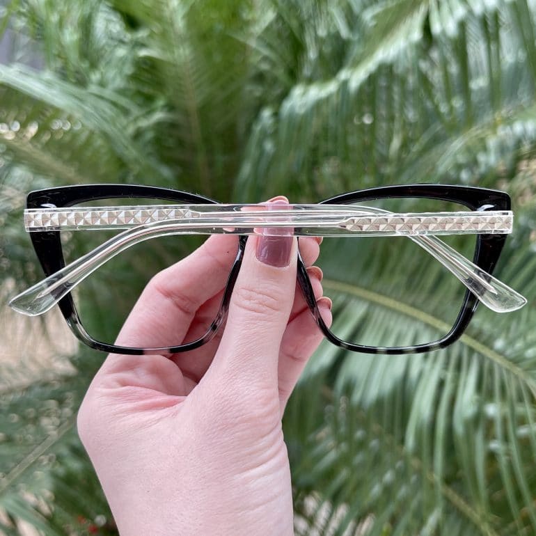 Óculos de Grau Gatinho Preto com Tartaruga Carmel