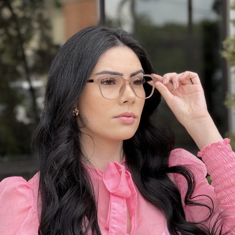 Óculos de Grau Quadrado Marrom Transparente Silvia