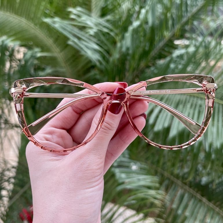 Óculos 2 em 1 Clip On Gatinho Rosé Transparente Lia
