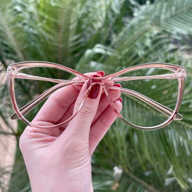 Óculos 2 em 1 Clip On Gatinho Rosé Transparente Mia