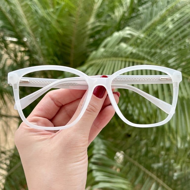 Óculos 2 em 1 Clip-On Quadrado Branco Tamara