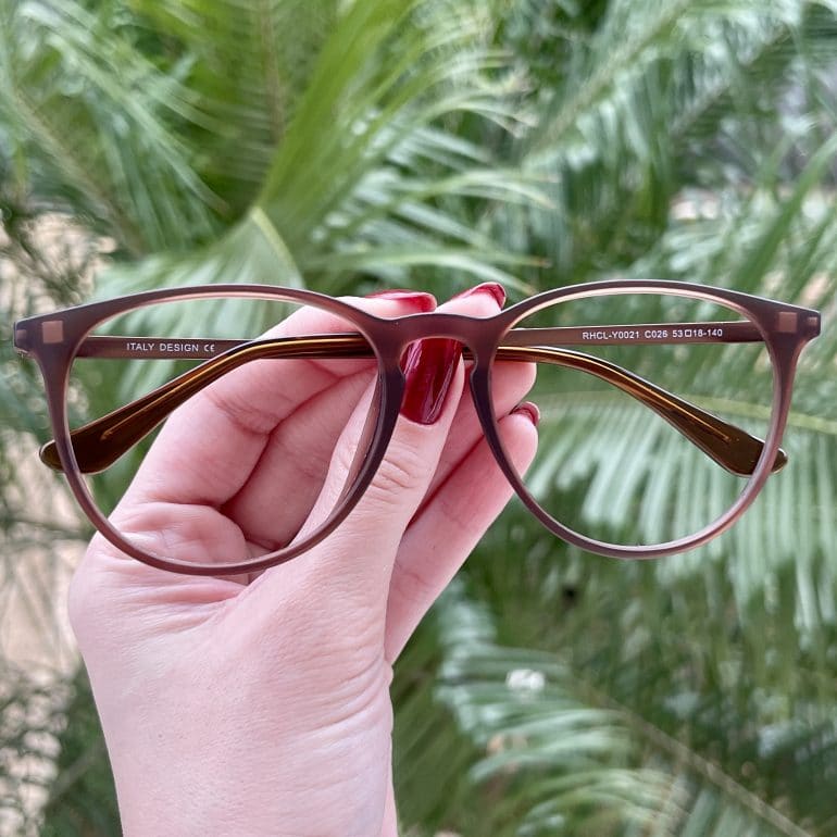 Óculos 2 em 1 Clip-On Redondo Marrom Naomi