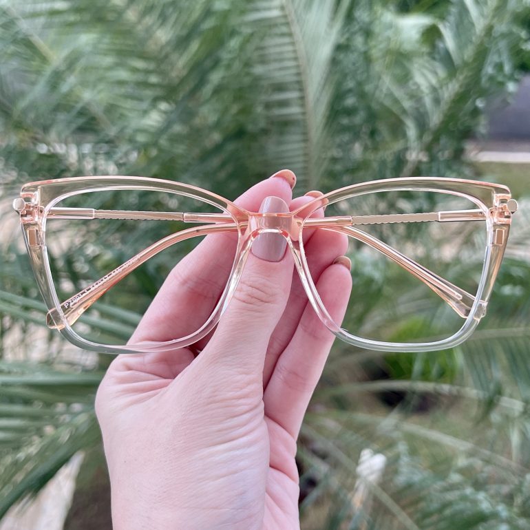 Óculos 2 em 1 Clip-On Gatinho Dourado e Transparente Stela