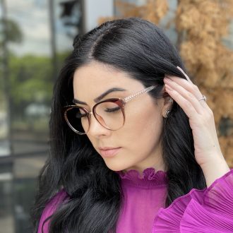 Óculos de Grau Gatinho Marrom Transparente Olivia