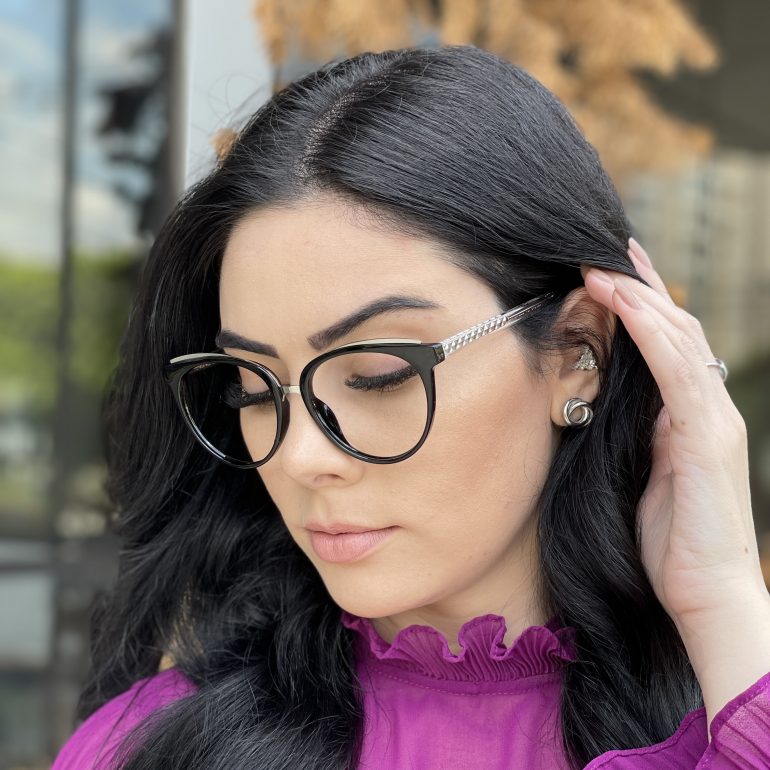 Óculos de Grau Gatinho Preto Olivia
