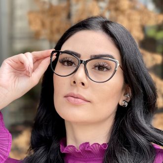 Óculos de Grau Gatinho Preto Yasmin