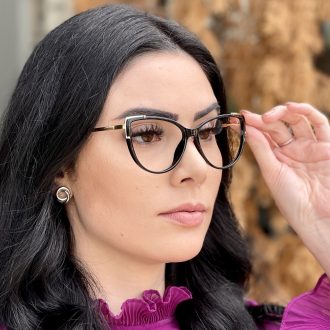 Óculos de Grau Gatinho Preto Yasmin