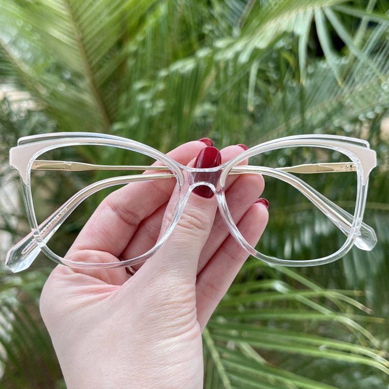 Óculos de Grau Quadrado Nude Transparente Margot