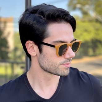 Óculos de Sol Masculino Quadrado Caramelo Enrico