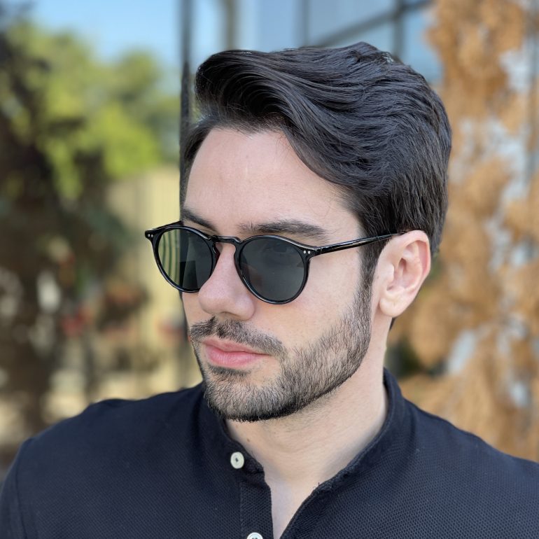 safine com br oculos de sol masculino redondo preto com verde willian 1