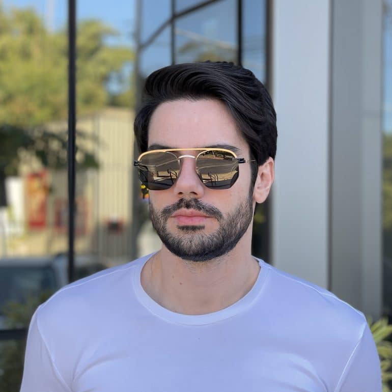 safine com br oculos 2 em 1 clip on masculino hexagonal dourado 2