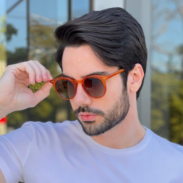 Óculos de Sol Masculino Redondo Caramelo Apolo