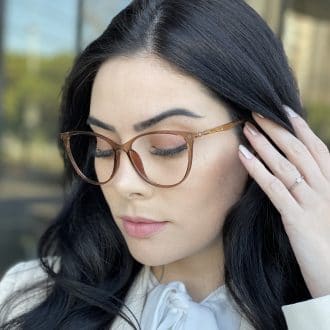 Óculos de Grau Gatinho Marrom Transparente Ingrid
