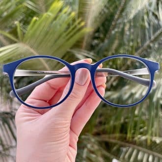 Óculos 2 em 1 Clip-On Redondo Azul Antônia