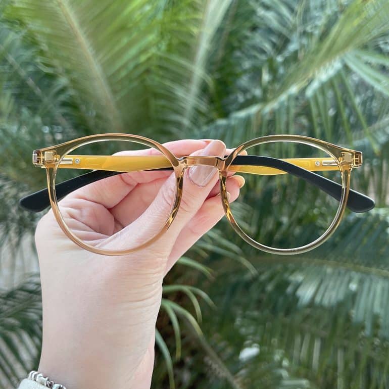 Óculos 2 em 1 Clip-On Redondo Dourado Transparente Melissa
