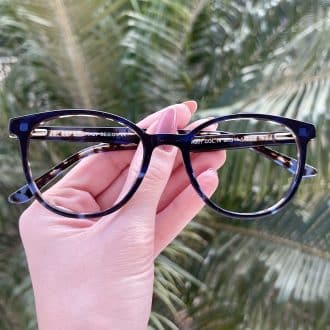 Óculos 2 em 1 Clip-On Acetato Redondo Tartaruga com Azul Iara 9