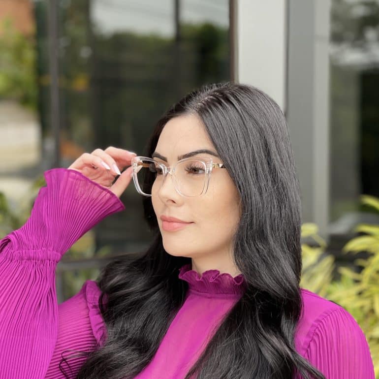 Óculos 2 em 1 Clip-On Gatinho Transparente Cristal Valentina 3