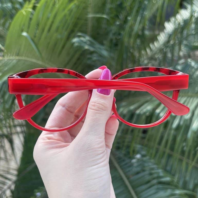 Óculos de Grau Redondo Vermelho com Tartaruga Paula 6