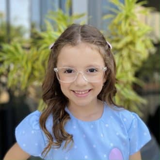 Óculos Infantil de Grau Quadrado Transparente Aninha