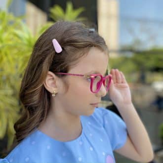 Óculos Infantil de Grau Quadrado Pink Aninha 2
