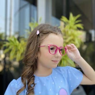 Óculos Infantil de Grau Quadrado Pink Aninha 1