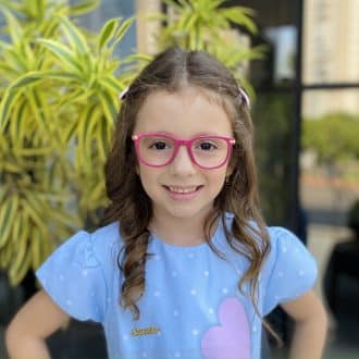 Óculos Infantil de Grau Quadrado Pink Aninha