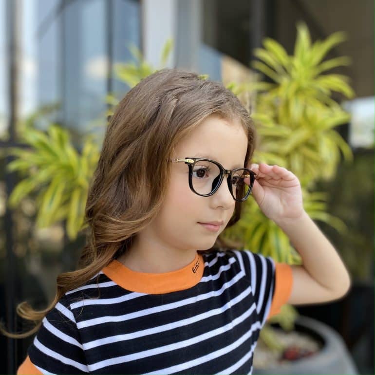 Óculos Infantil de Grau Quadrado Preto Aninha