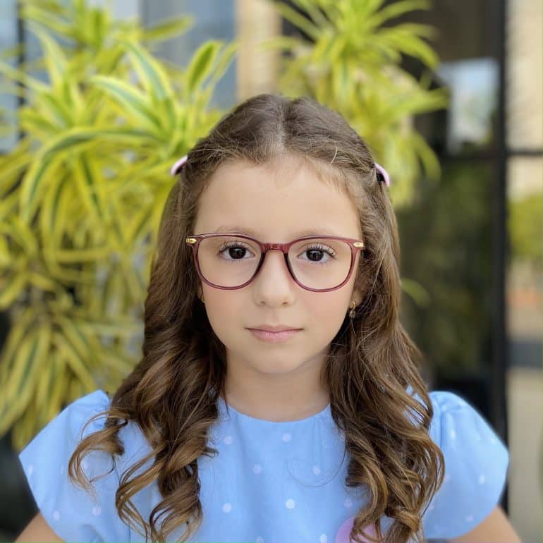Óculos Infantil de Grau Quadrado Roxo Aninha