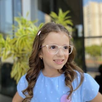Óculos Infantil de Grau Quadrado Transparente Aninha