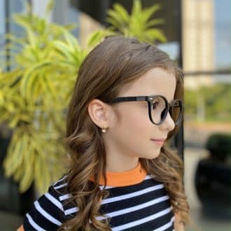 Óculos Infantil de Grau Redondo Preto Fosco Lili 1
