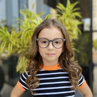 Óculos Infantil de Grau Redondo Preto Fosco Lili
