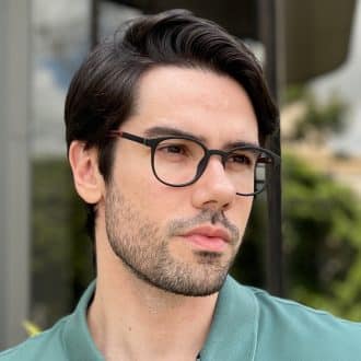 safine com br oculos de grau masculino redondo preto com vermelho giovani 3