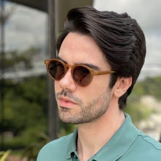 safine com br oculos de sol masculino redondo caramelo henrique