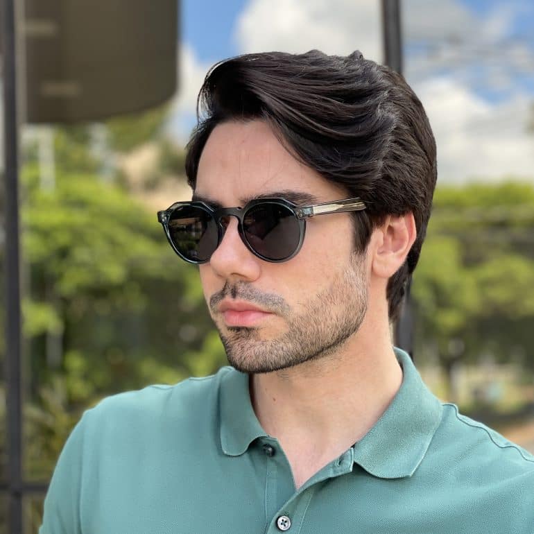 safine com br oculos de sol masculino redondo verde edgar