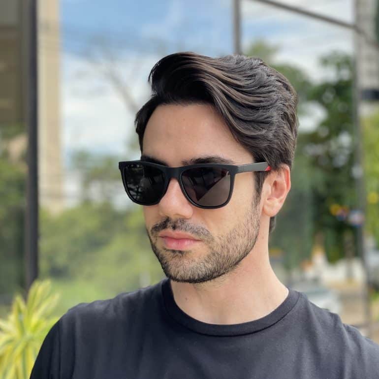 safine com br oculos de sol masculino quadrado preto com vermelho augusto 1