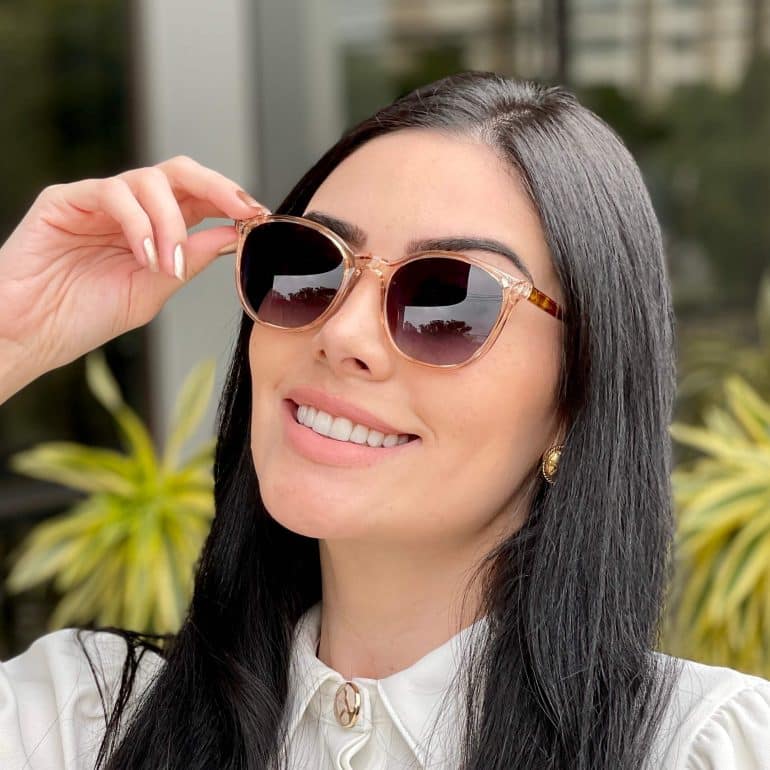 safine com br oculos 2 em 1 clip on redondo dourado transparente taina 1