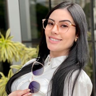 safine com br oculos 2 em 1 clip on redondo dourado transparente taina 4