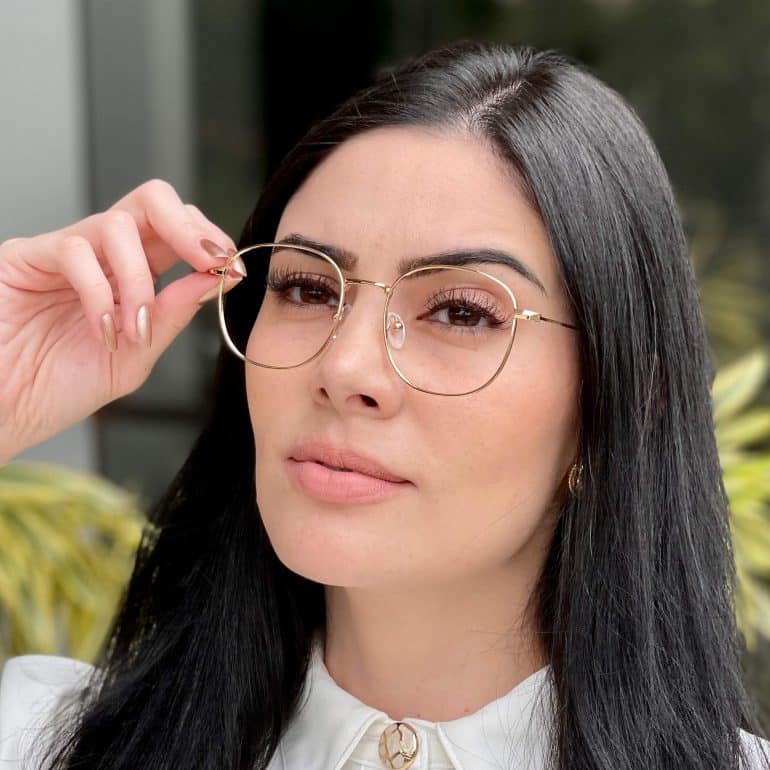 safine com br oculos de grau feminino redondo dourado mayla 1