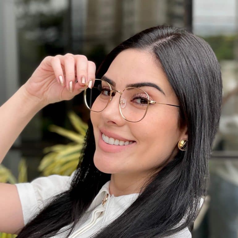 safine com br oculos de grau feminino redondo dourado mayla 3