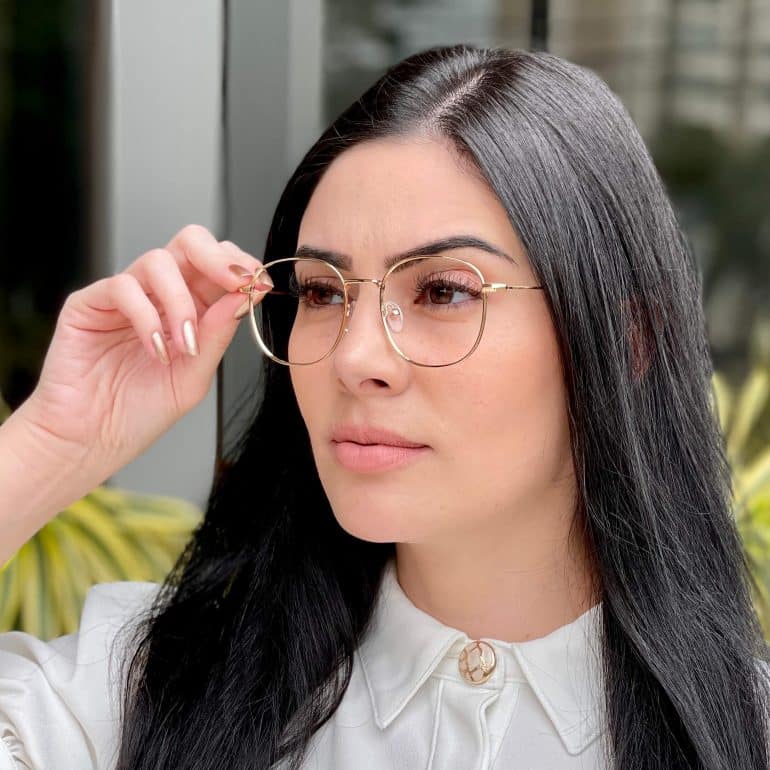 safine com br oculos de grau feminino redondo dourado mayla