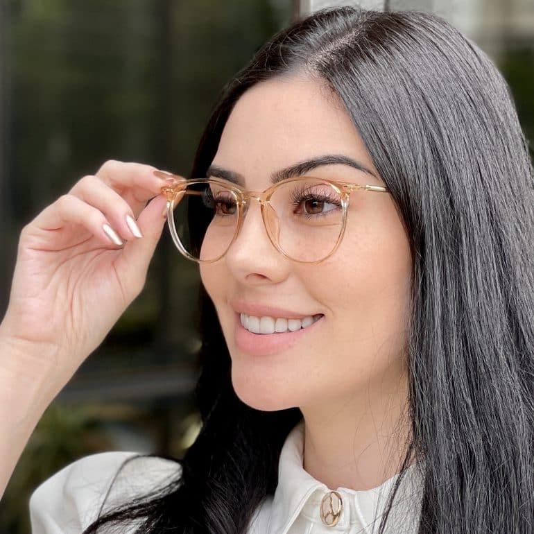 safine com br oculos de grau feminino redondo dourado transparente olivia