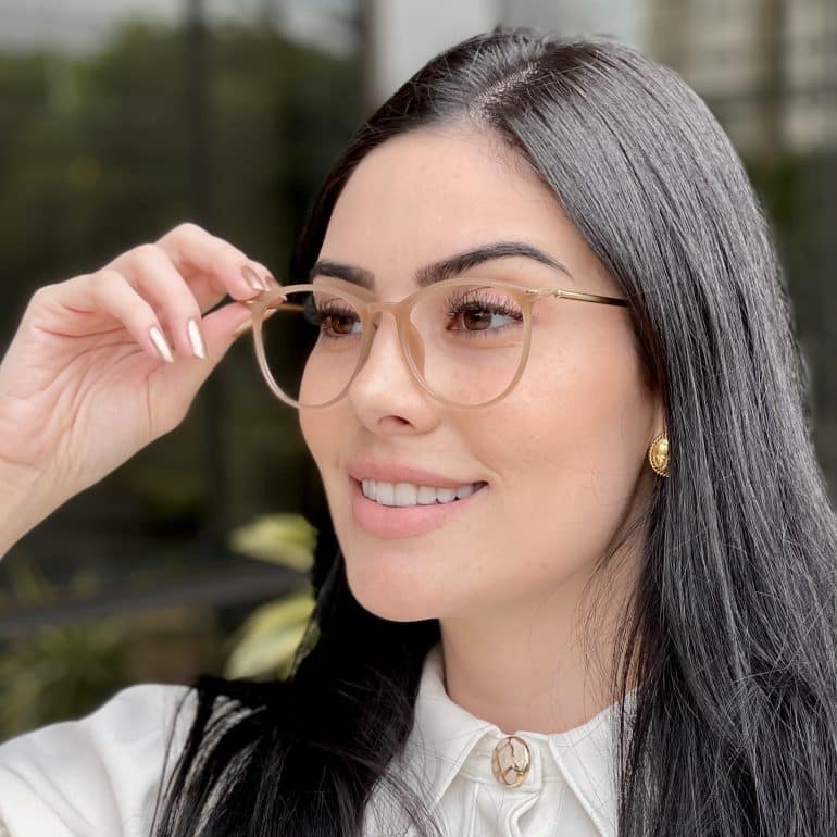 safine com br oculos de grau feminino redondo nude olivia